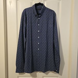 Tall Mens Shirt American Traveller With Stretch Blue Patterned Sz 2XLT